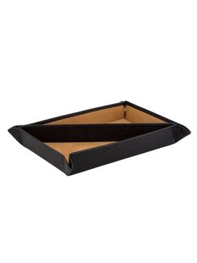 Smythson Leather Valet Tray - Black and Tan